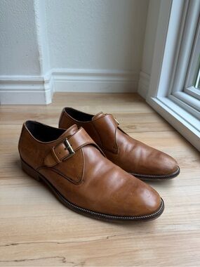 Cole Haan Brown Leather Single Monk Strap Oxfords